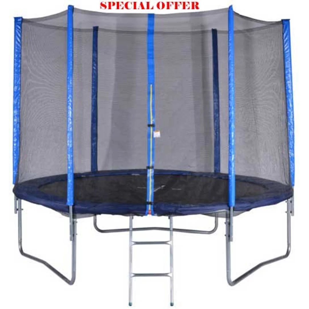 Trampolina Ogrodowa Czarno-Niebieska z Siatką Fun Tramp