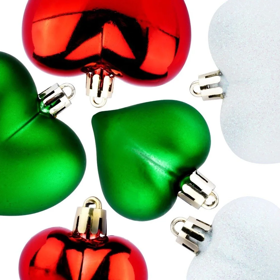 Bombki Choinkowe VILDE Serduszka Czerwone Zielone Białe 6,5/4,5 cm