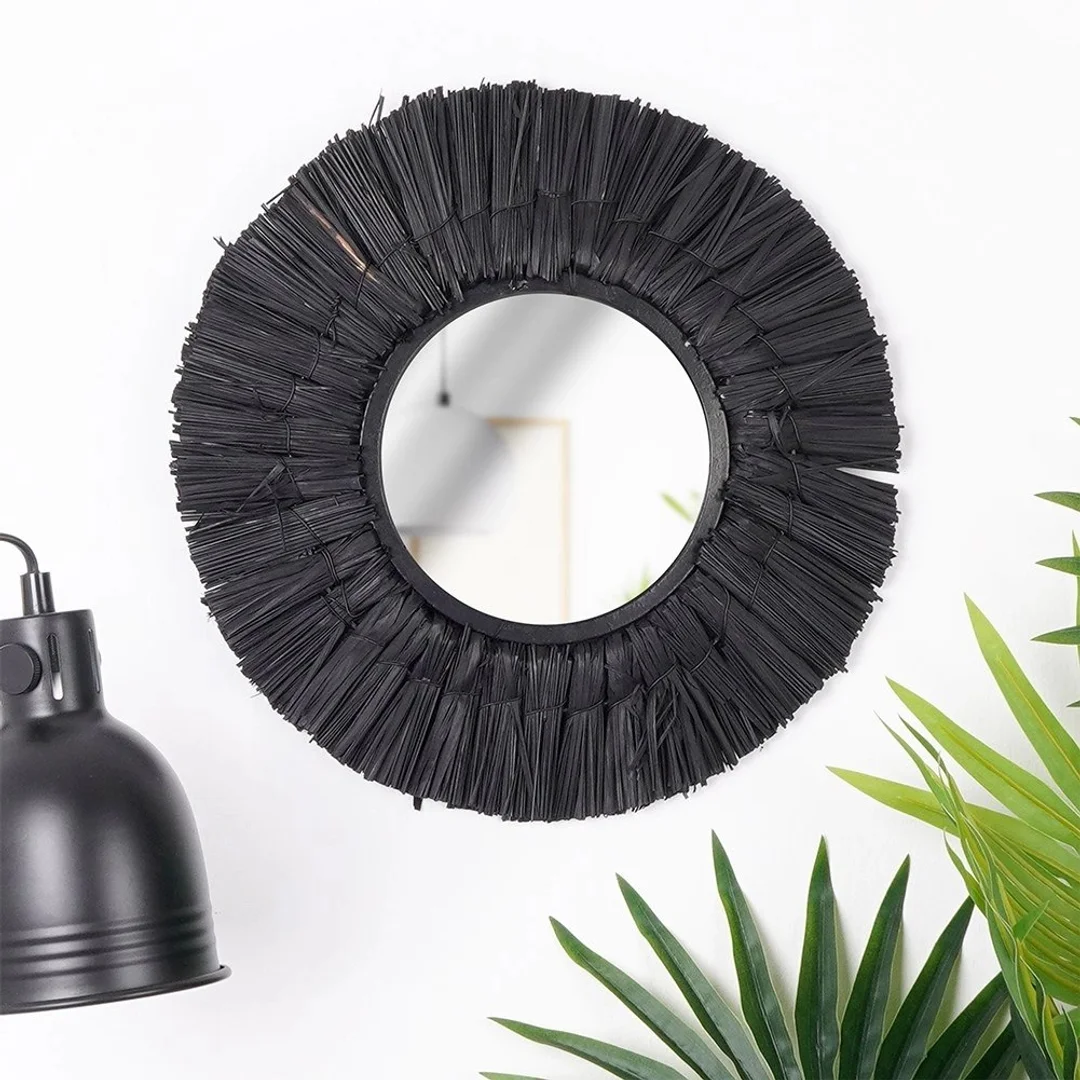 Lustro Ścienne z Ramą Wiszące Ozdobne Dekoracyjne Boho HOME STYLING 32 cm