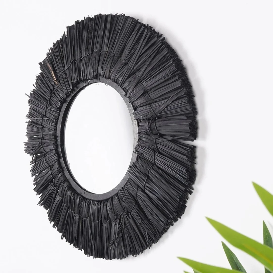 Lustro Ścienne z Ramą Wiszące Ozdobne Dekoracyjne Boho HOME STYLING 32 cm