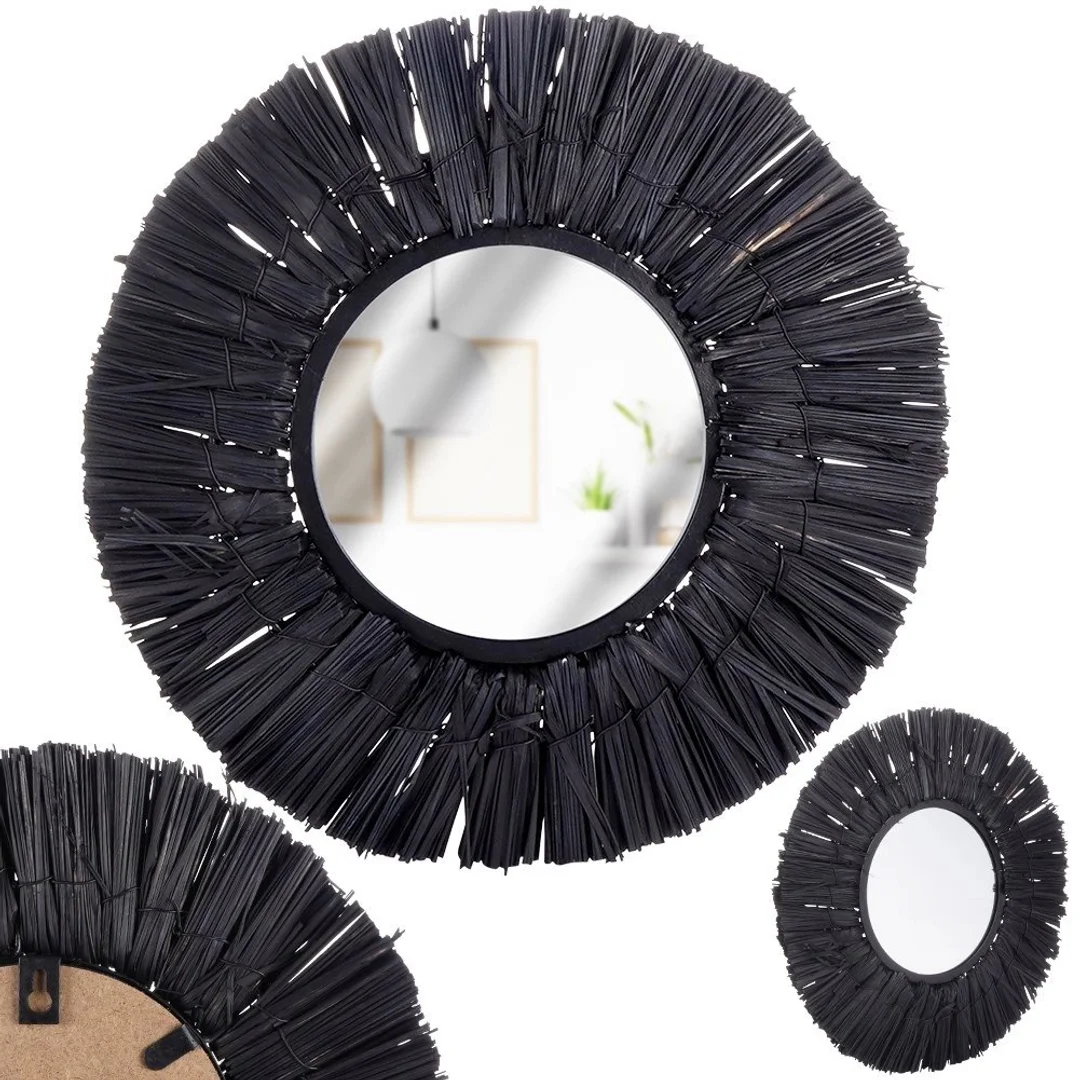 Lustro Ścienne z Ramą Wiszące Ozdobne Dekoracyjne Boho HOME STYLING 32 cm