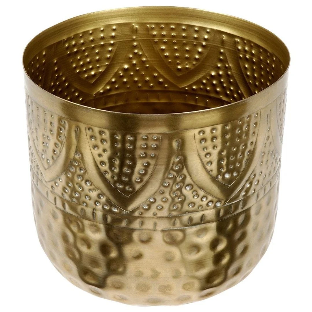 Osłonka na Doniczkę Metalowa Złota Dekoracyjna Ozdobna VILDE 19 x 18 cm