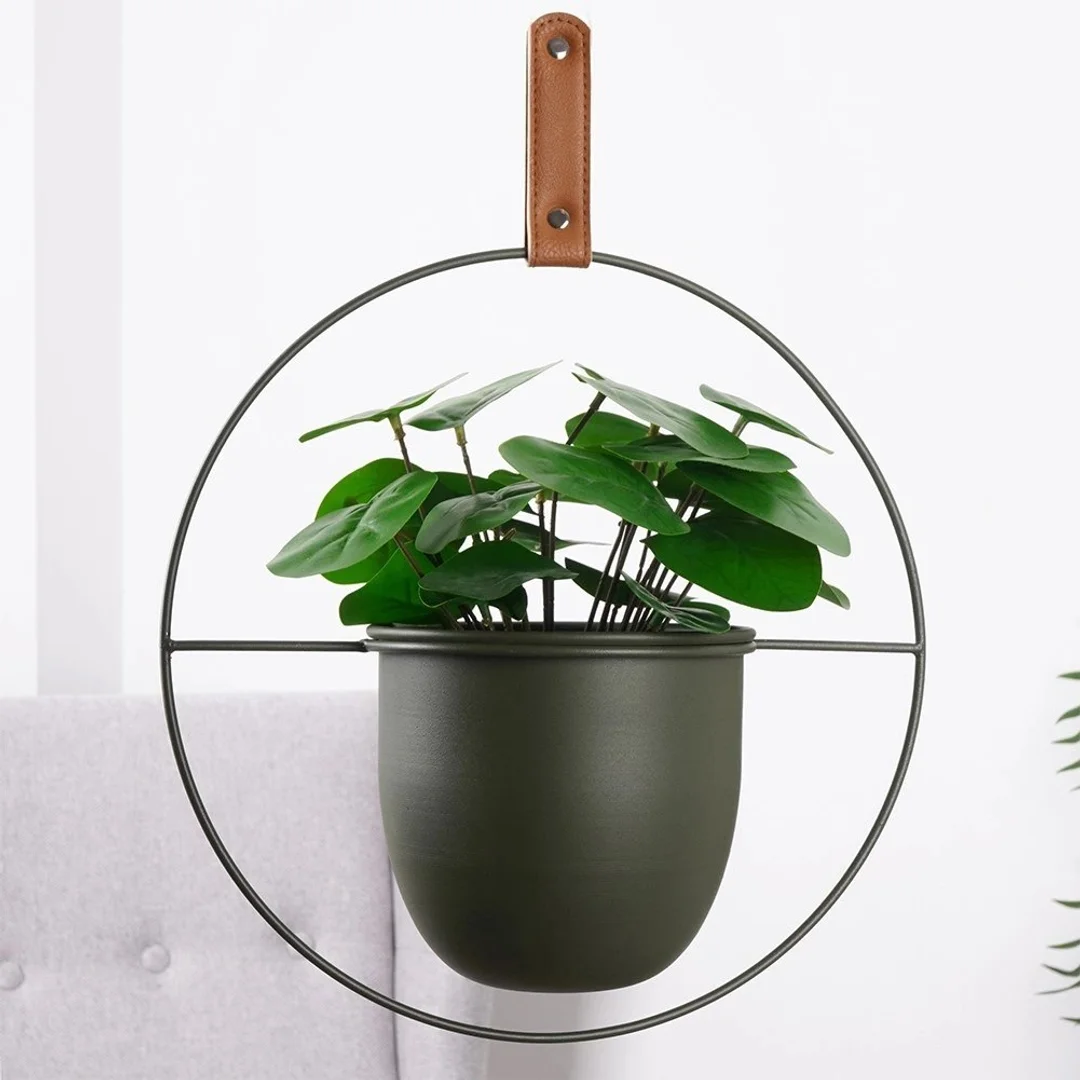 Osłonka na Doniczkę Wisząca Metalowa 30 x 30 cm HSC Zielona Loft