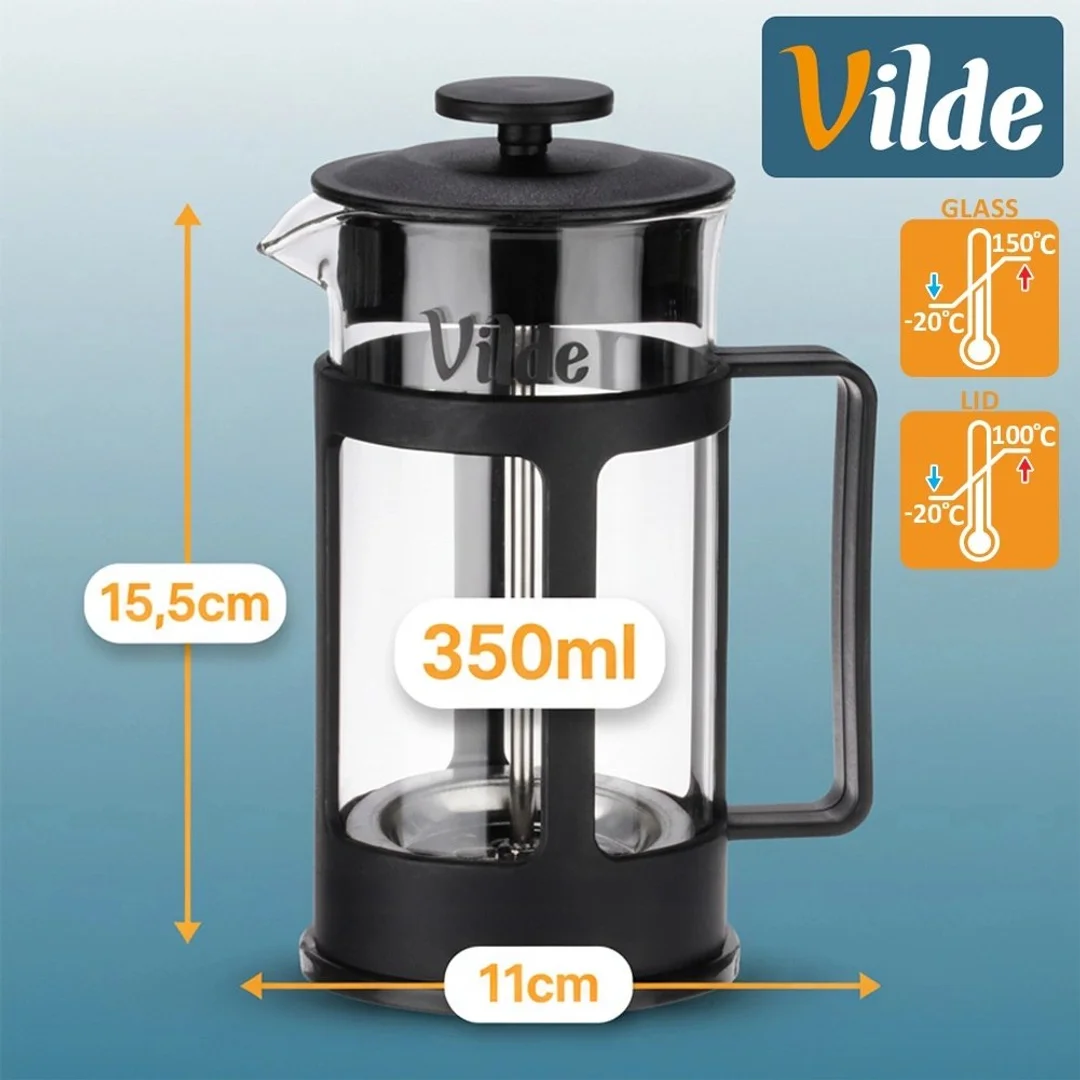 Zaparzacz Tłokowy French Press Kawa Herbata 350 ml Szkło Borokrzemowe - 5