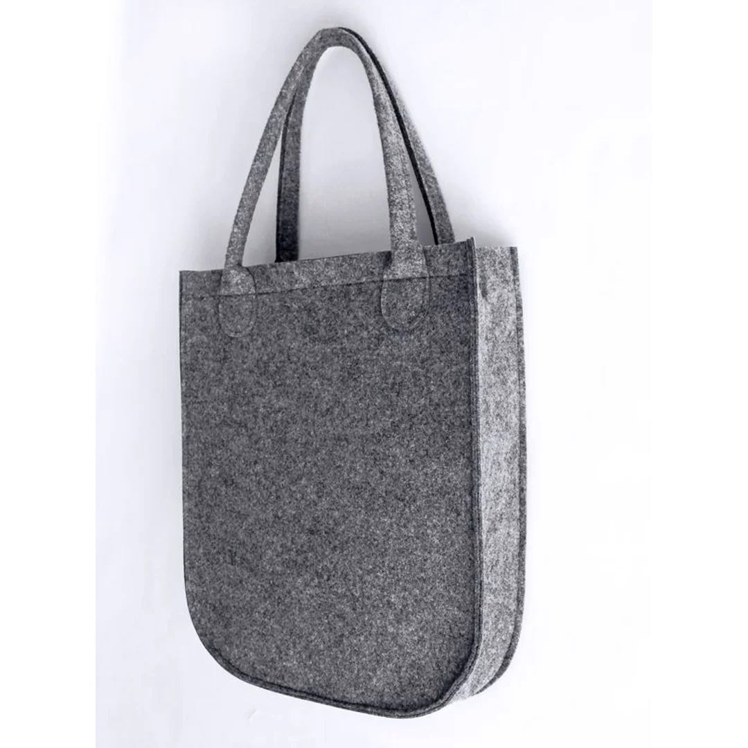 Torebka filcowa City Szara, nadruk Warkocz – shopperka damska, ekologiczny filc, zamek, mieści A4, udźwig do 10 kg, polska produkcja, ARCO Design