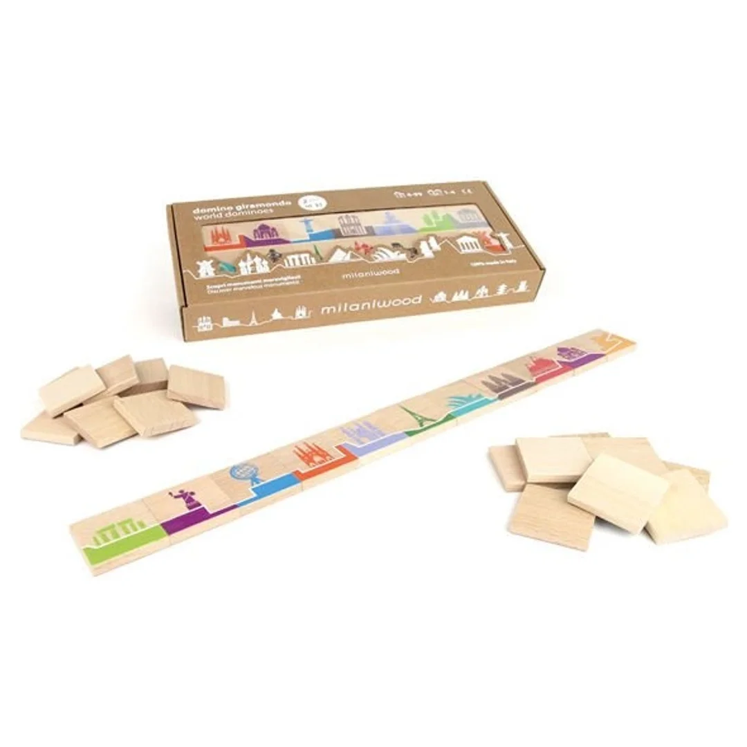 Drewniana gra edukacyjna Domino świat 5l+ MILANIWOOD
